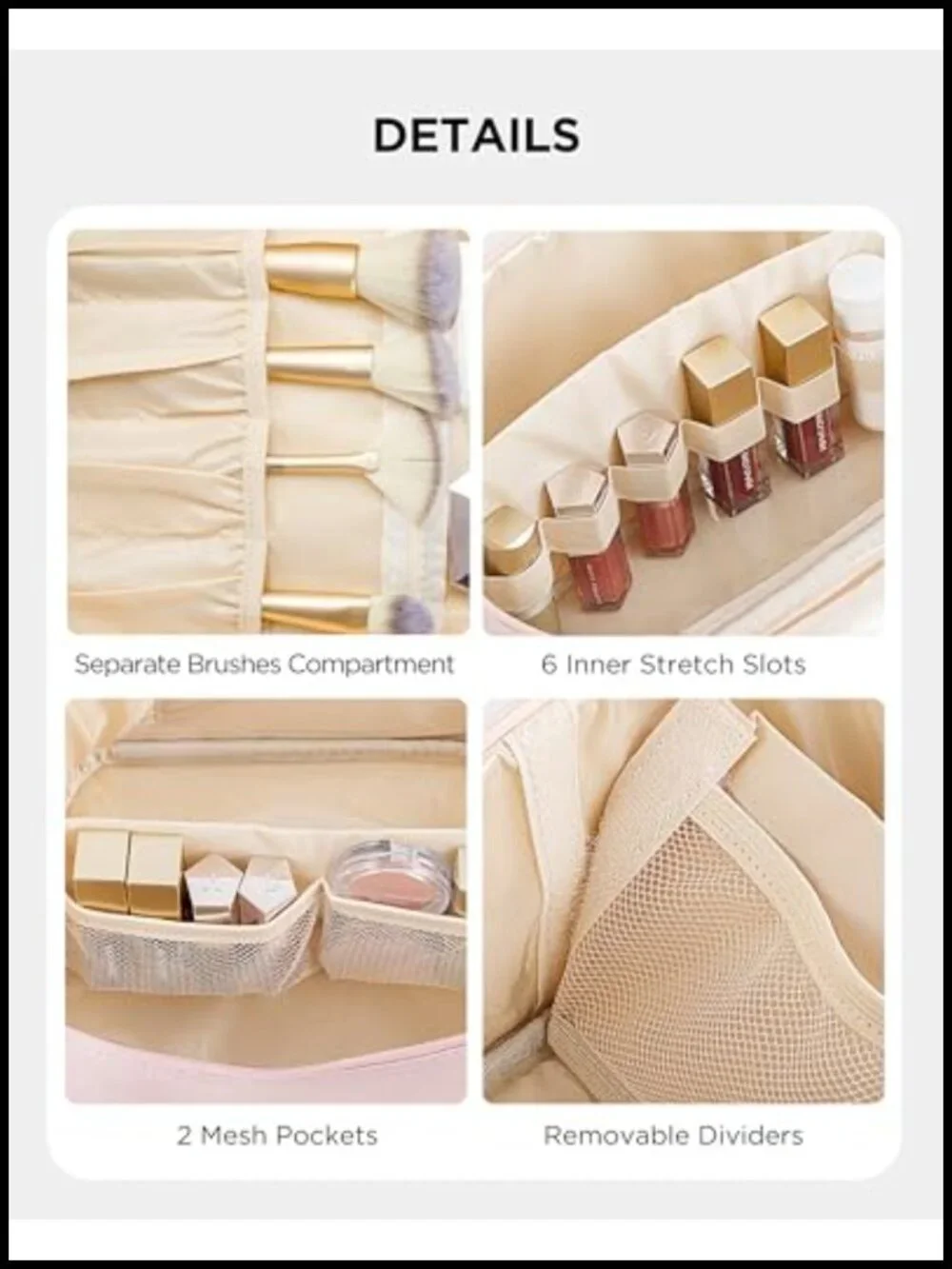 HBlife Extra Large Double Layer Travel Makeup Bag Portable Leather Cosmetic Bag